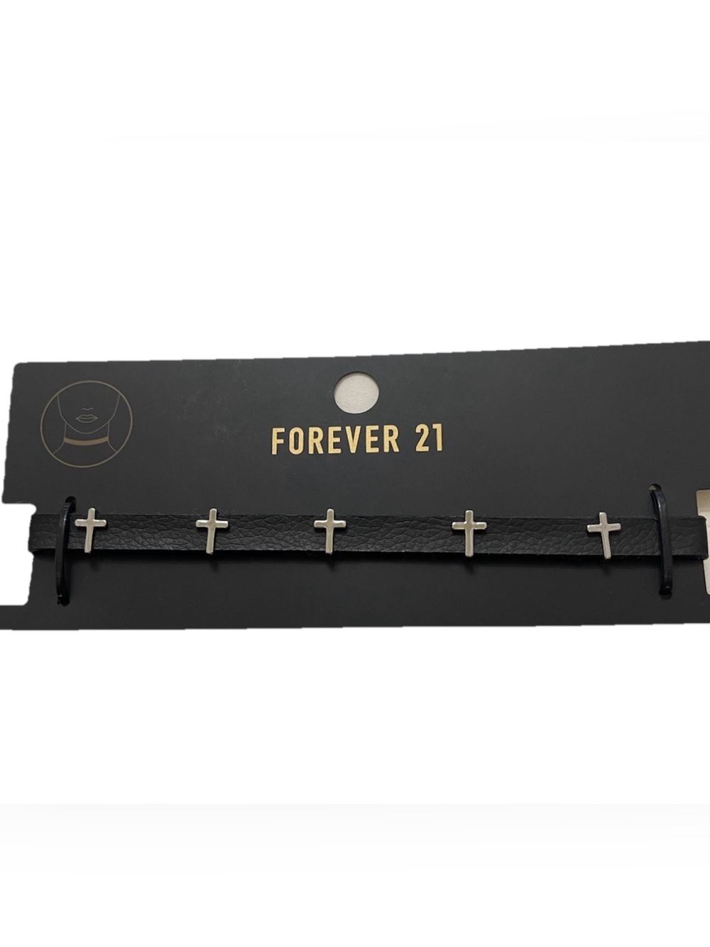 Forever 21 Choker Necklace Faux Leather Cross Adjustable NWT Y2K Goth